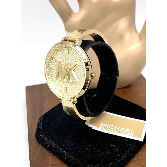 Michael Kors Women's Watch MK4469 Gemmed Bangle Quartz Gold Stainless Steel 38mm - Picture 2 of 13